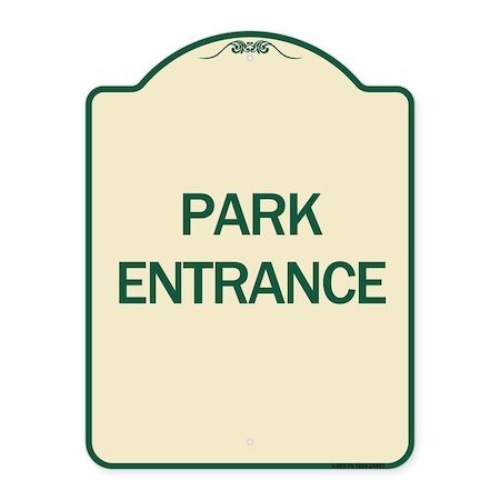Signmission Designer Series Sign Park Entrance, Tan & Green Heavy-Gauge Aluminum Sign, 24" x 18", TG-1824-24453 A-DES-TG-1824-24453